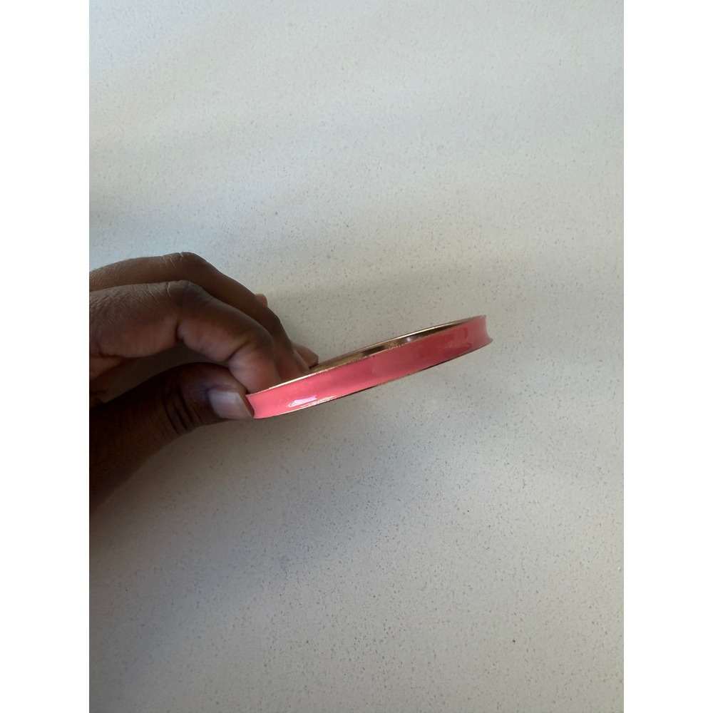 Pink Enamel Bangle Bracelet Gold Tone Metal Slim Stackable‎ 8 Inch Circumference